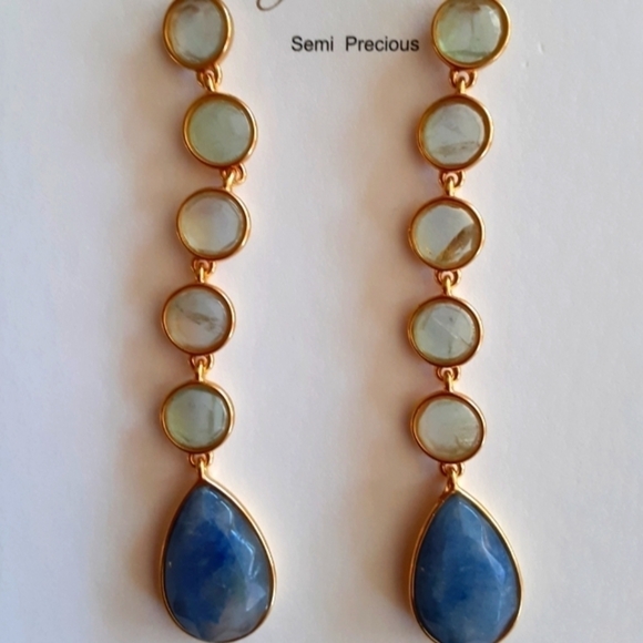 J. Crew Mixed Stone Drop Earrings Light Mint New - Picture 3 of 5
